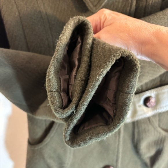 MACKAGE Sx XS Coat Oversized Military Vibes Rounded Hem Wool Blend Lined Leather - Picture 6 of 15